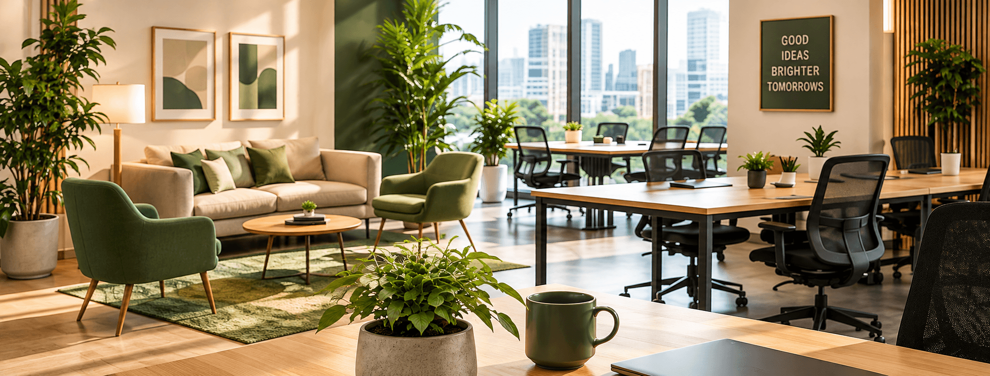 Bright modern corporate wellness office
